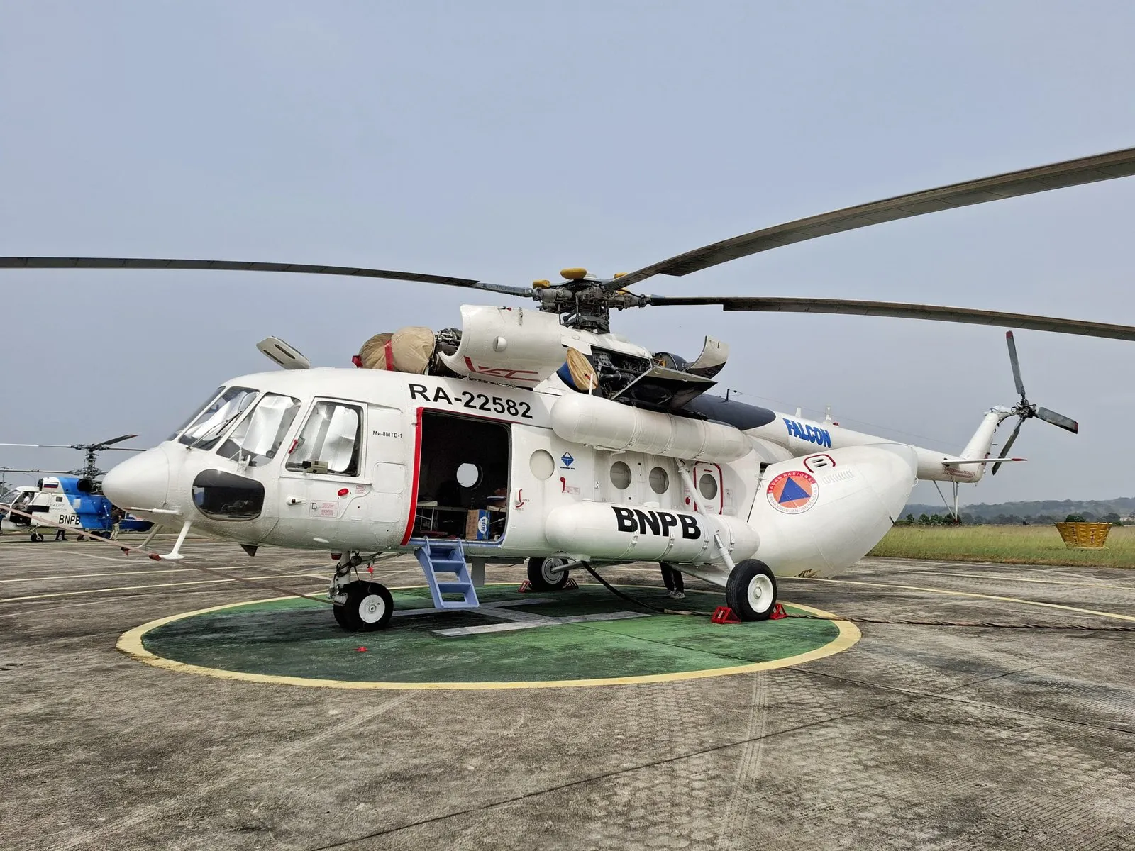 Helicopter on a remote landing zone